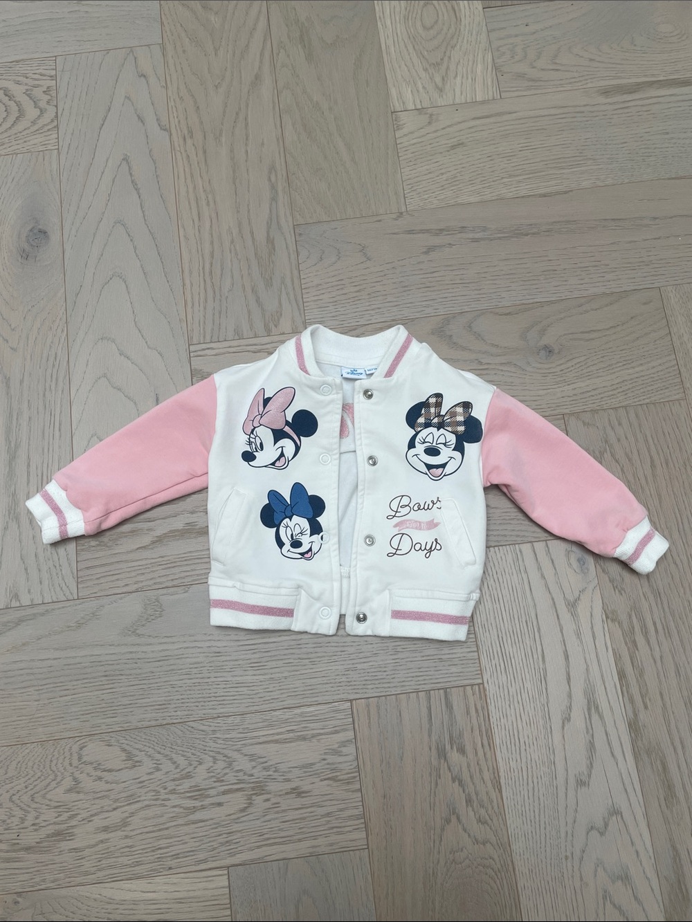 Disney Pink and White Minnie Mouse Varsity Jacket